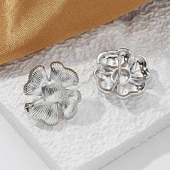 Brass Flower Stud Earrings&nbsp;EJEW-R016-17P