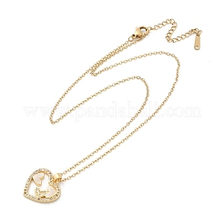 Heart Brass Micro Pave Cubic Zirconia Pendant Neckalces for Women&nbsp;NJEW-C076-02G