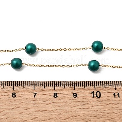 Stainless Steel & Imitation Pearl Round Link Chain Necklaces for Women&nbsp;WGE4439-06
