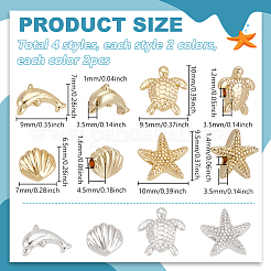 16Pcs 8 Styles Brass Beads&nbsp;KK-PH0010-77
