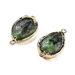 Natural Ruby in Zoisite Faceted Teardrop Connector Charms&nbsp;G-B081-03G-08