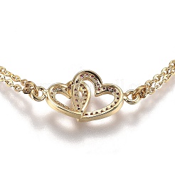 Brass Micro Pave Clear Cubic Zirconia Link Bracelets&nbsp;BJEW-Z003-22G