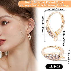 10Pcs Brass Cubic Zirconia Leverback Earring Findings&nbsp;KK-BBC0024-27
