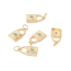 Rack Plating Brass Micro Pave Deep Sky Blue Cubic Zirconia Pendants&nbsp;ZIRC-C040-35G