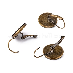 Antique Bronze Brass Bezel Leverback Earring Findings for Cabochons&nbsp;X-KK-C1244-16mm-AB-NR