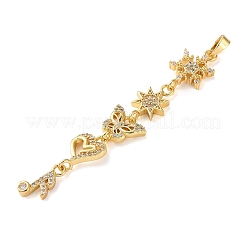 Brass Micro Pave Clear Cubic Zirconia Pendants&nbsp;KK-D101-01C-G
