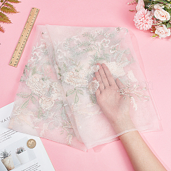 Mesh Embroidered Lace Fabric&nbsp;OCOR-WH0082-22
