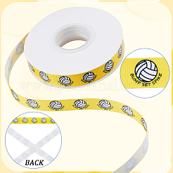 25 Yards Sport Ball Theme Printed Polyester Grosgrain Ribbon&nbsp;OCOR-WH20002-03B-04