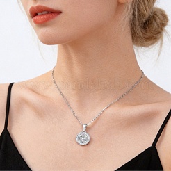 304 Stainless Steel Pave Clear Cubic Zirconia Pendant Necklaces&nbsp;WGDB6C0-02