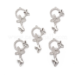 Brass Micro Pave Clear Cubic Zirconia Connector Charms&nbsp;KK-E068-VB072