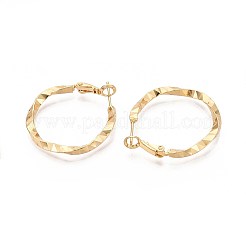Twist Brass Hoop Earrings&nbsp;EJEW-T047-102G