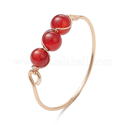 Round Natural Rose Quartz & Tiger Eye & Lapis Lazuli & Green Aventurine & Amethyst & Carnelian Finger Rings&nbsp;RJEW-JR00850-02