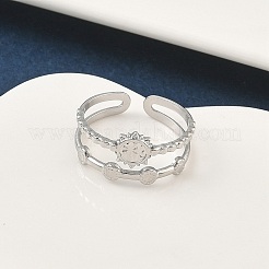 304 Stainless Steel Open Cuff Rings for Women&nbsp;RJEW-A079-07B-P