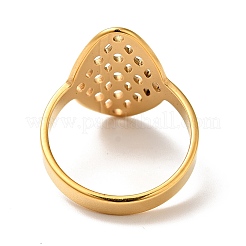 Ion Plating(IP) 201 Stainless Steel Oval with Dot Finger Ring for Women&nbsp;RJEW-G266-33G