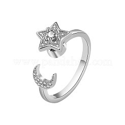 Brass Micro Pave Clear Cubic Zirconia Cuff Rings&nbsp;FS-WG6F62A-01