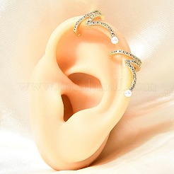 Brass Micro Pave Clear Cubic Zirconia Cuff Earrings&nbsp;EJEW-C186-06G