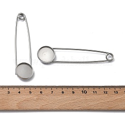 304 Stainless Steel Safety Pin Brooch Base Settings&nbsp;STAS-A142-02B-P