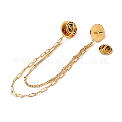 304 Stainless Steel & Dyed Stone Round Hanging Chain Brooch&nbsp;JEWB-S021-01G-03