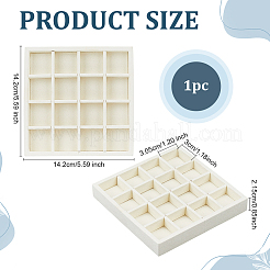 16 Grids Microfiber Displays Jewelry Trays&nbsp;ODIS-WH0025-287B