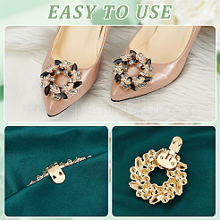 4Pcs 2 Styles Flower Brass Rhinestone Shoe Decorations&nbsp;AJEW-GA0006-94A