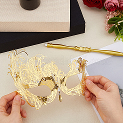 Iron Filigree Masquerade Mask with Handle&nbsp;AJEW-WH0643-060B