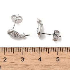 Brass Micro Pave Cubic Zirconia Studs Earrings Findings&nbsp;EJEW-H128-05P