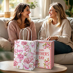 10Pcs 5 Styles Happy Mother's Day Flower Printed Paper Packing Tote Bags&nbsp;CARB-TA0001-19