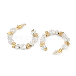 Brass & Plastic Imitation Pearl C-Shaped Stud Earrings&nbsp;EJEW-Q391-08G