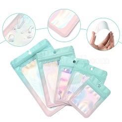 60Pcs 5 Styles Rectangle Glitter Holographic PVC Resealable Packaging Bags&nbsp;ABAG-FS0001-14B