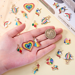 50Pcs 10 Style Alloy Enamel Pendants&nbsp;ENAM-CJ0001-112