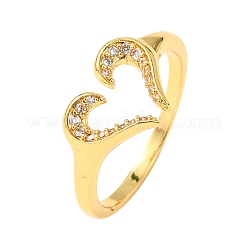Brass Micro Pave Clear Cubic Zirconia Cuff Rings&nbsp;RJEW-D349-02B-G