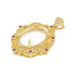 Flower Brass Micro Pave Cubic Zirconia Pendant Cabochon Settings&nbsp;KK-U026-10G