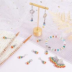 100 Charms of 5pcs Alloy Flower with Resin Beaded Cluster Dangle Wine Glass Charms&nbsp;AJEW-AR0001-47