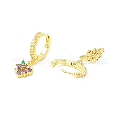 Cubic Zirconia Grape Dangle Hoop Earrings&nbsp;EJEW-H086-05G