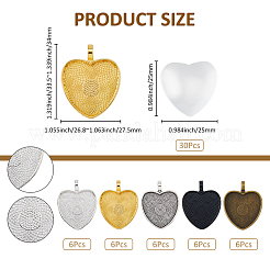 DIY Heart Blank Dome Alloy Pendant Making Kits&nbsp;DIY-FH0007-51