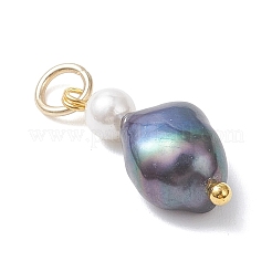 Natural Freshwater Pearl Potato & Shell Pearl Round Bead Pendants&nbsp;PALLOY-JF04714-01