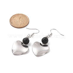 Natural Lava Rock Dangle Earrings for Women&nbsp;EJEW-JE05146