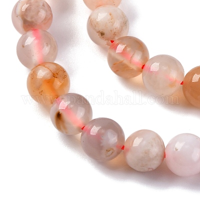 Natural Cherry Blossom Agate Beads Strands&nbsp;G-B130-6mm-02-1