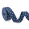 Polyester Ribbon, Flower Pattern, Denim, for Clothes Accessories, Prussian Blue, 1 inch(25mm)