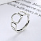 925 Sterling Silver Adjustable Finger Rings, Antique Silver, Square, Inner Diameter: 16~19mm