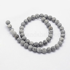 Natural Map Stone/Picasso Stone/Picasso Jasper Beads Strands&nbsp;X-G-F518-16-8mm