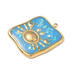 304 Stainless Steel Epoxy Resin with Natural Shell and Sequins Inside Pendants&nbsp;STAS-L026-17G-C03