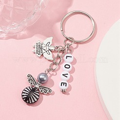 Tibetan Style Alloy & Acrylic Angel Pendant Keychain&nbsp;KEYC-JKC00519