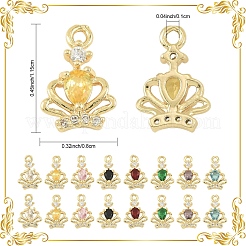 16Pcs 8 Colors Brass Micro Pave Cubic Zirconia Pendants&nbsp;KK-YW0004-15