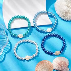 4Pcs 4 Colors Summer Dyed Synthetic Turquoise Turtle Bracelets&nbsp;BJEW-JB10258