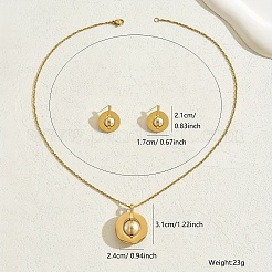 Stainless Steel Round Pendant Necklaces & Stud Earring Sets for Women&nbsp;EN9770