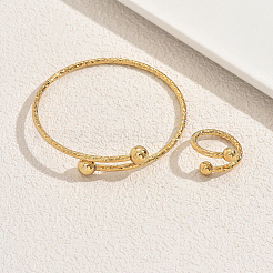 Stainless Steel Round Cuff Bangle & Rings for Women&nbsp;LY6022