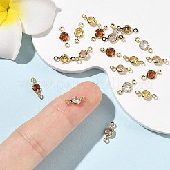 SHEGRACE Brass Pave Cubic Zirconia Flat Round Connector Charms&nbsp;XGRQ2O988-442G