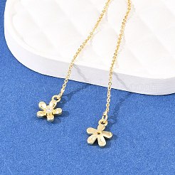Flower Brass Micro Pave Clear Cubic Zirconia Ear Thread&nbsp;EJEW-H182-10G