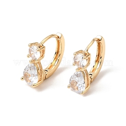 Brass Pave Cubic Zirconia Hoop Earrings&nbsp;KK-CBACA55-17G